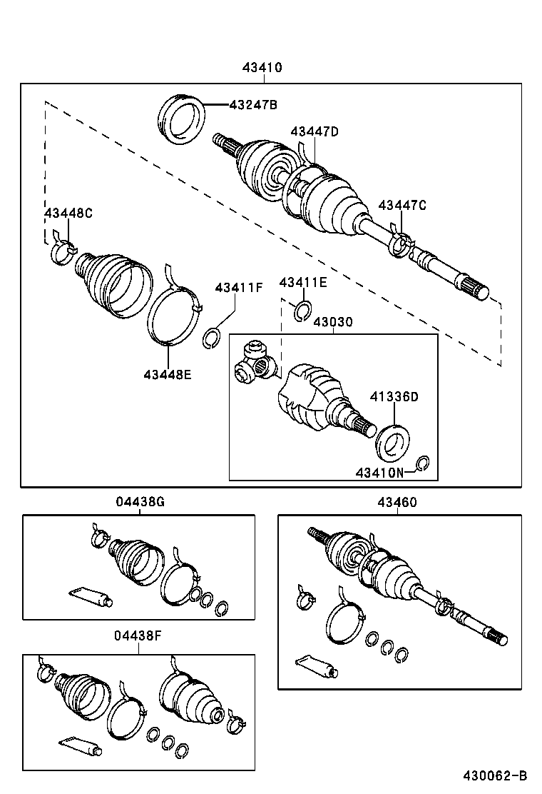 04438-42120 BOOT KIT, FRONT DRIVE SHAFT, IN & OUTBOARD, RH product image