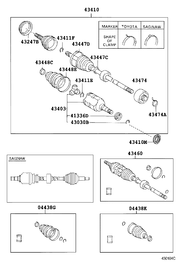 43410-12431 SHAFT ASSY, FRONT DRIVE, RH product image