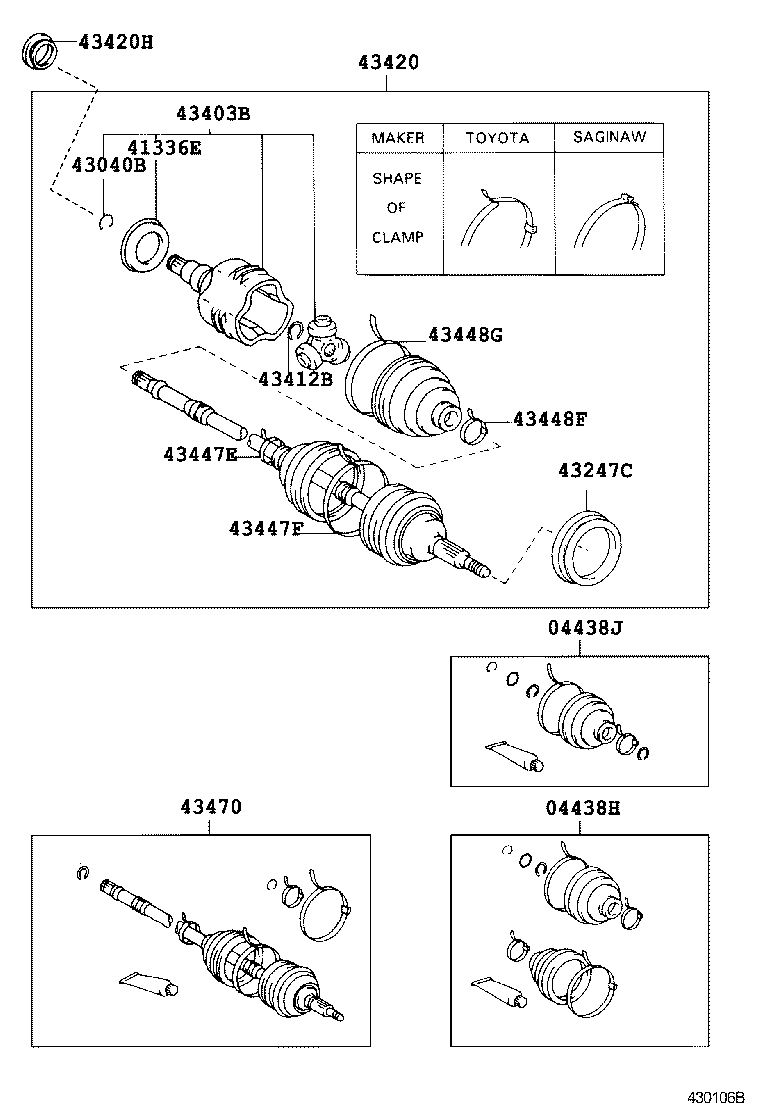 43410-12310 SHAFT ASSY, FRONT DRIVE, RH product image