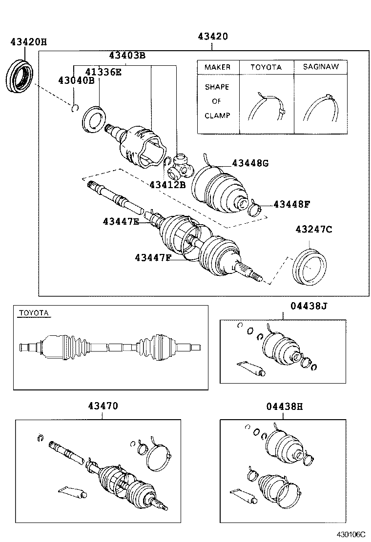 43410-12431 SHAFT ASSY, FRONT DRIVE, RH product image