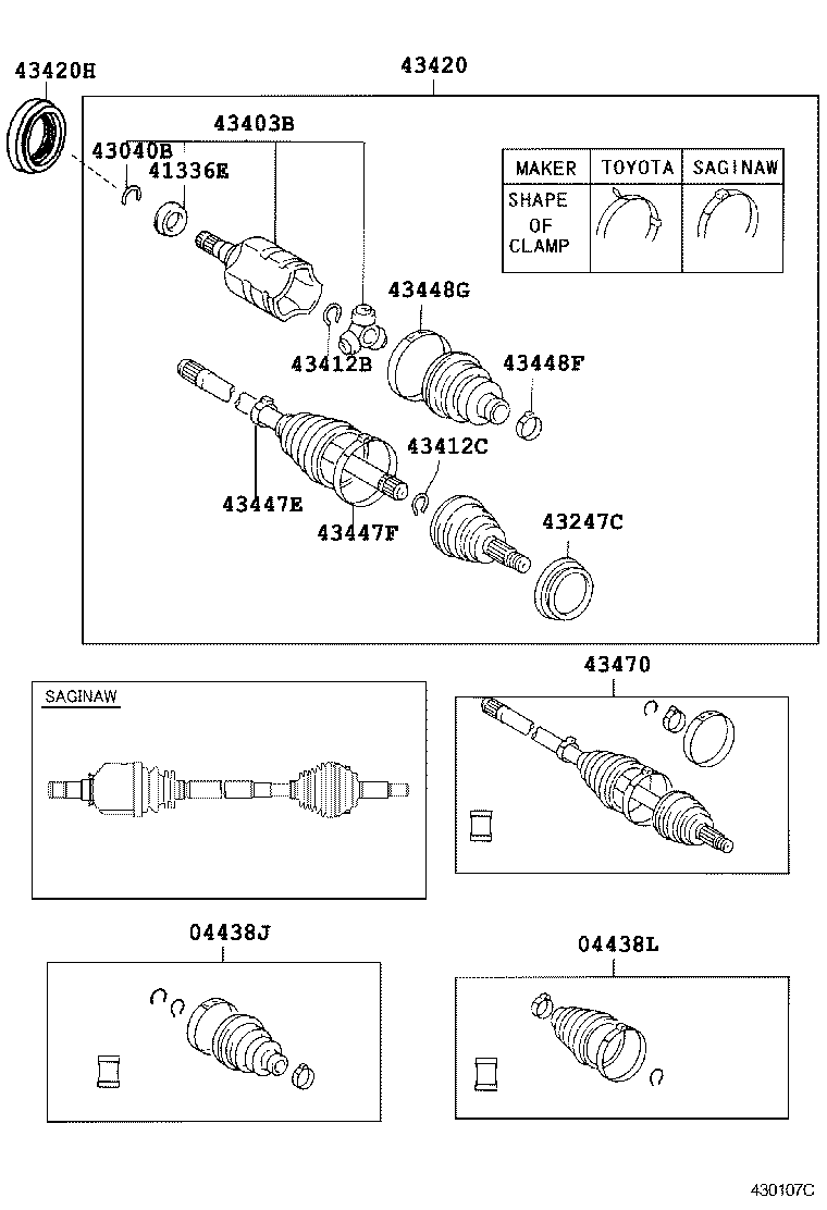 43410-12431 SHAFT ASSY, FRONT DRIVE, RH product image