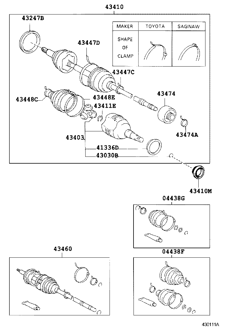 43410-12310 SHAFT ASSY, FRONT DRIVE, RH product image