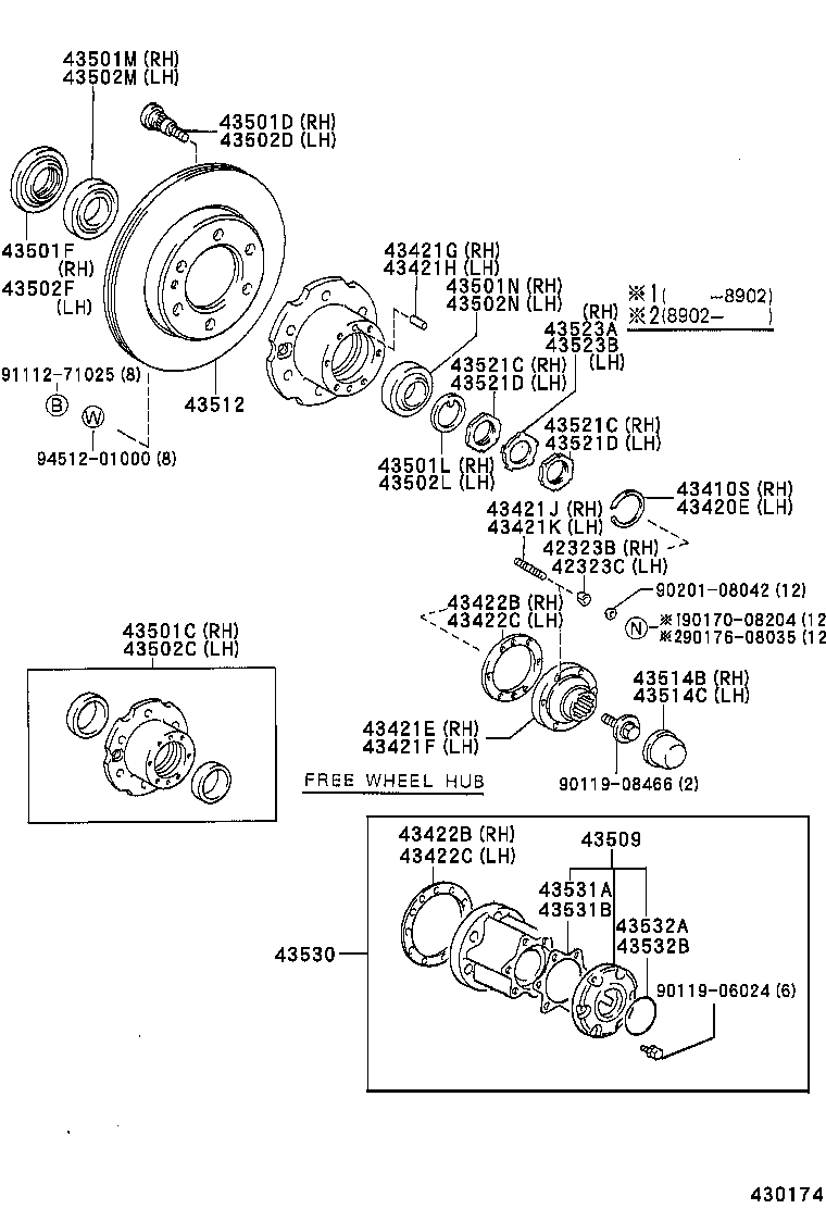 04421-35020 BEARING KIT, FRONT AXLE SHAFT, RH product image