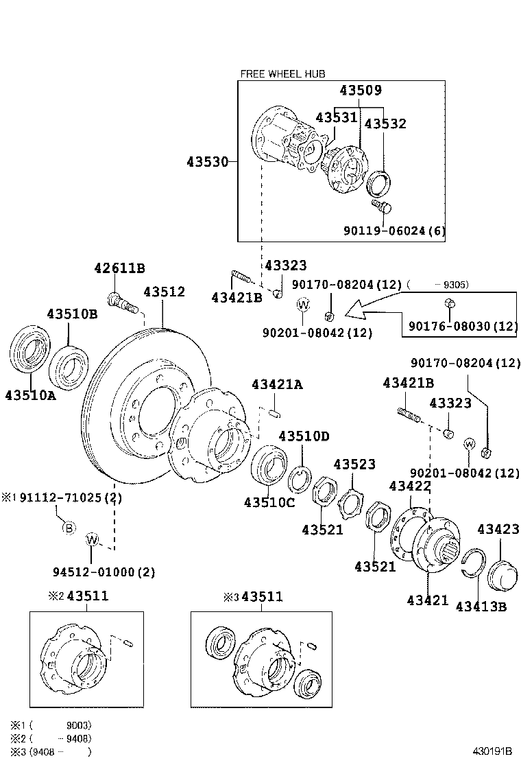 43510-60160 HUB AND BRAKE DRUM ASSY, FRONT AXLE, RH product image