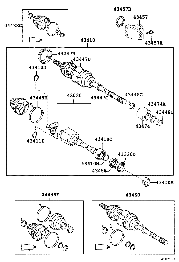 04438-44040 BOOT KIT, FRONT DRIVE SHAFT, IN & OUTBOARD, LH product image