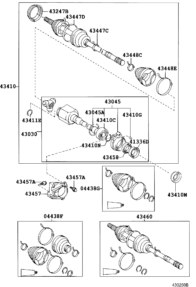 04438-42030 BOOT KIT, FRONT DRIVE SHAFT INBOARD JOINT, RH product image