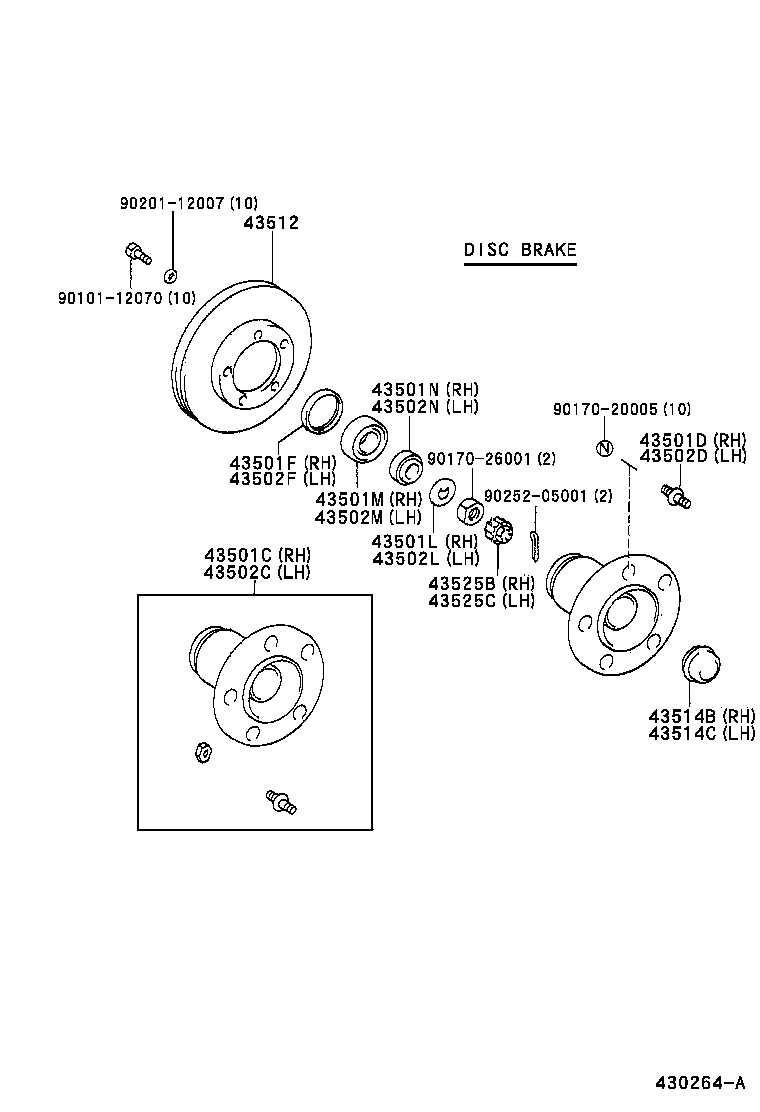 43501-37010 HUB SUB-ASSY, FRONT AXLE, RH product image
