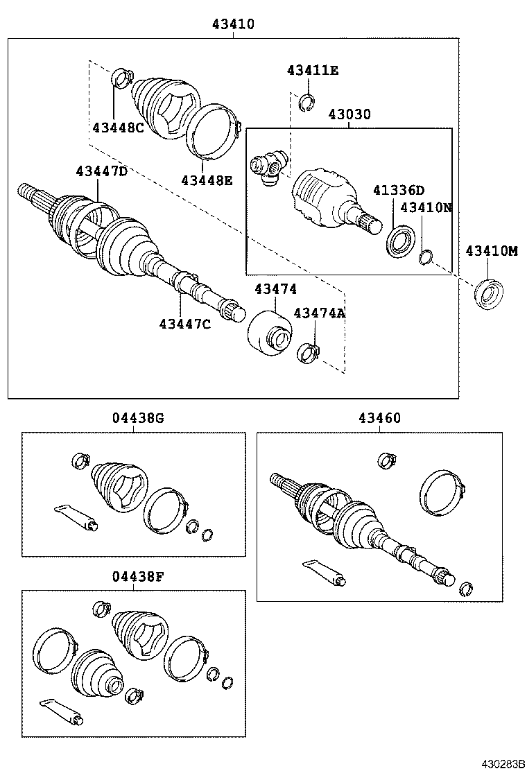 04438-12660 BOOT KIT, FRONT DRIVE SHAFT, IN & OUTBOARD, RH product image