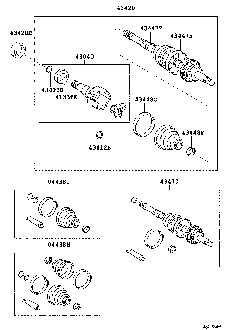04438-12660 BOOT KIT, FRONT DRIVE SHAFT, IN & OUTBOARD, RH product image