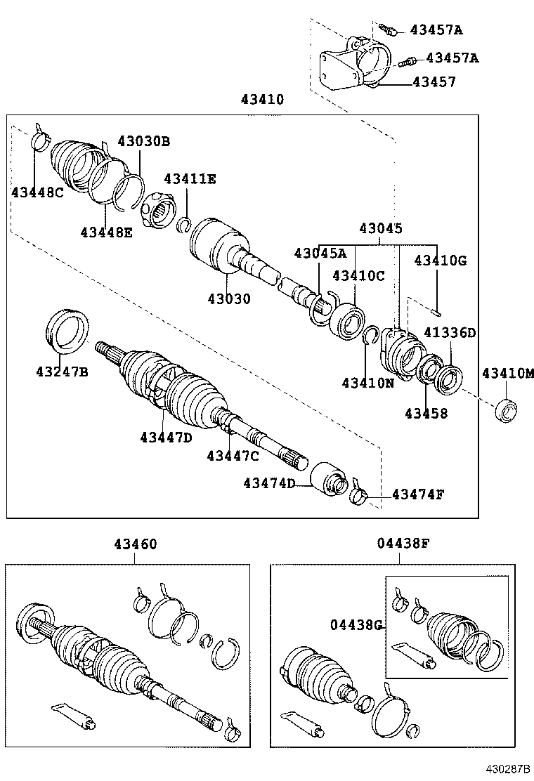 04438-20350 BOOT KIT, FRONT DRIVE SHAFT, IN & OUTBOARD, RH product image