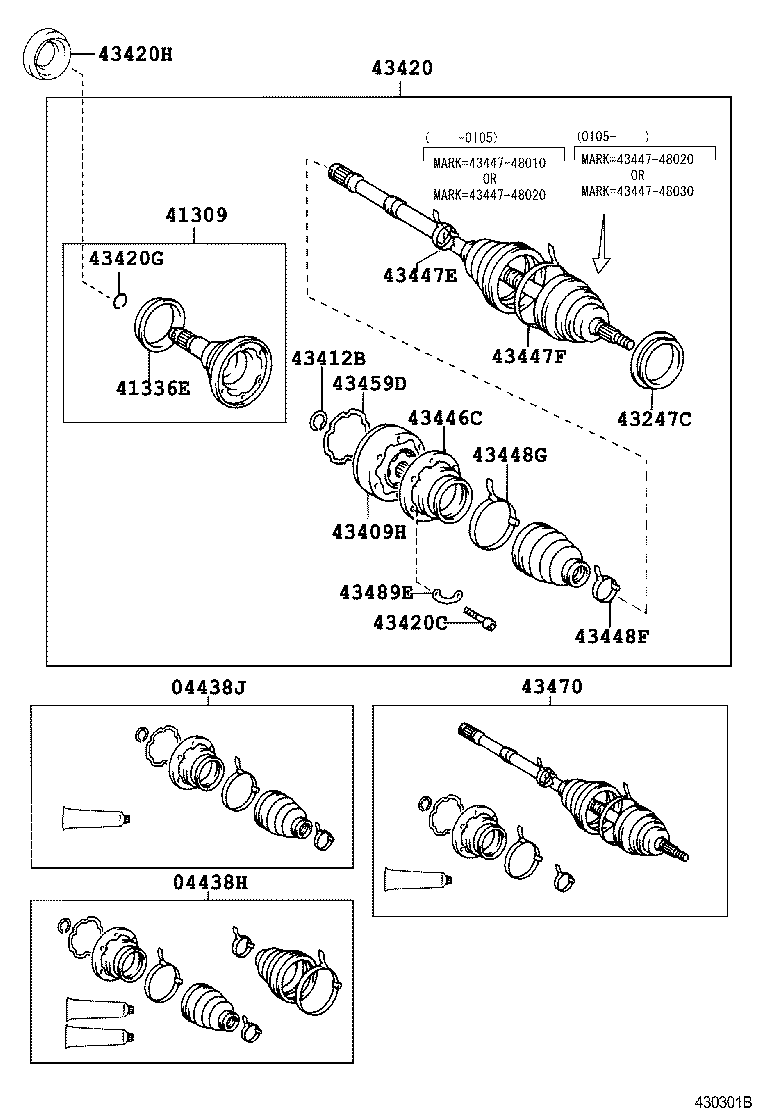 04438-48060 BOOT KIT, FRONT DRIVE SHAFT INBOARD JOINT, RH product image