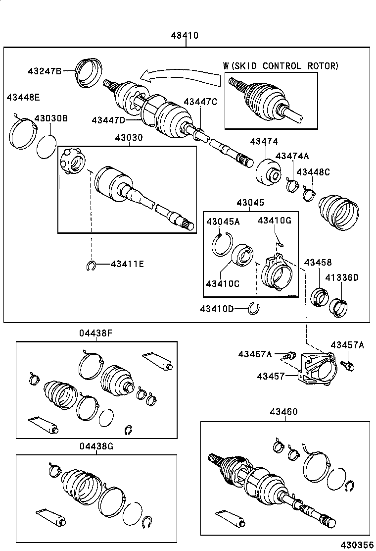 04438-20190 BOOT KIT, FRONT DRIVE SHAFT, IN & OUTBOARD, RH product image