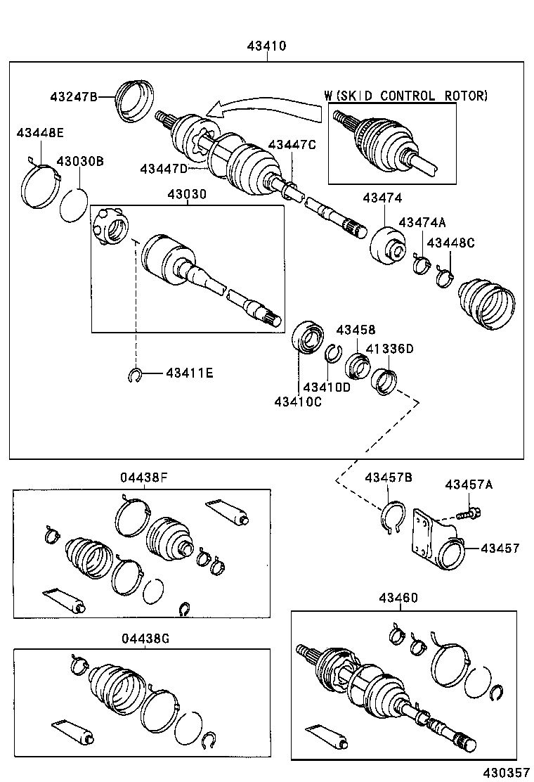 04438-20190 BOOT KIT, FRONT DRIVE SHAFT, IN & OUTBOARD, RH product image