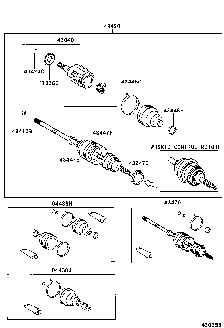 04438-20190 BOOT KIT, FRONT DRIVE SHAFT, IN & OUTBOARD, RH product image