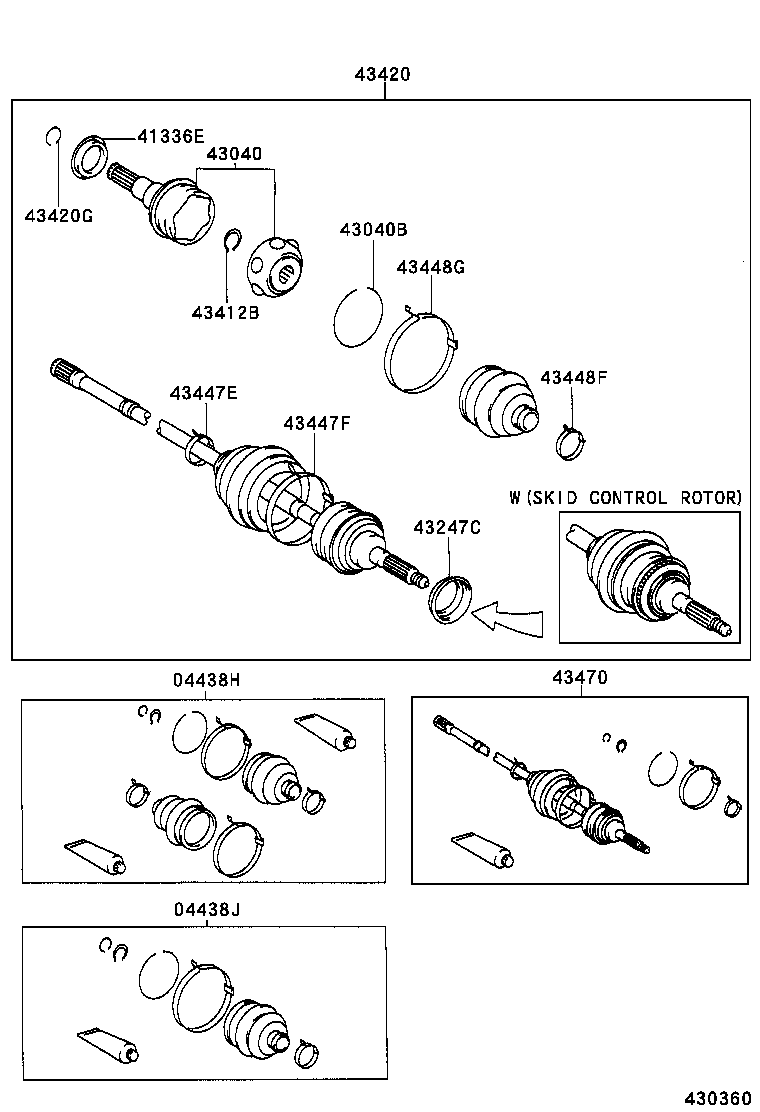 04438-20190 BOOT KIT, FRONT DRIVE SHAFT, IN & OUTBOARD, RH product image