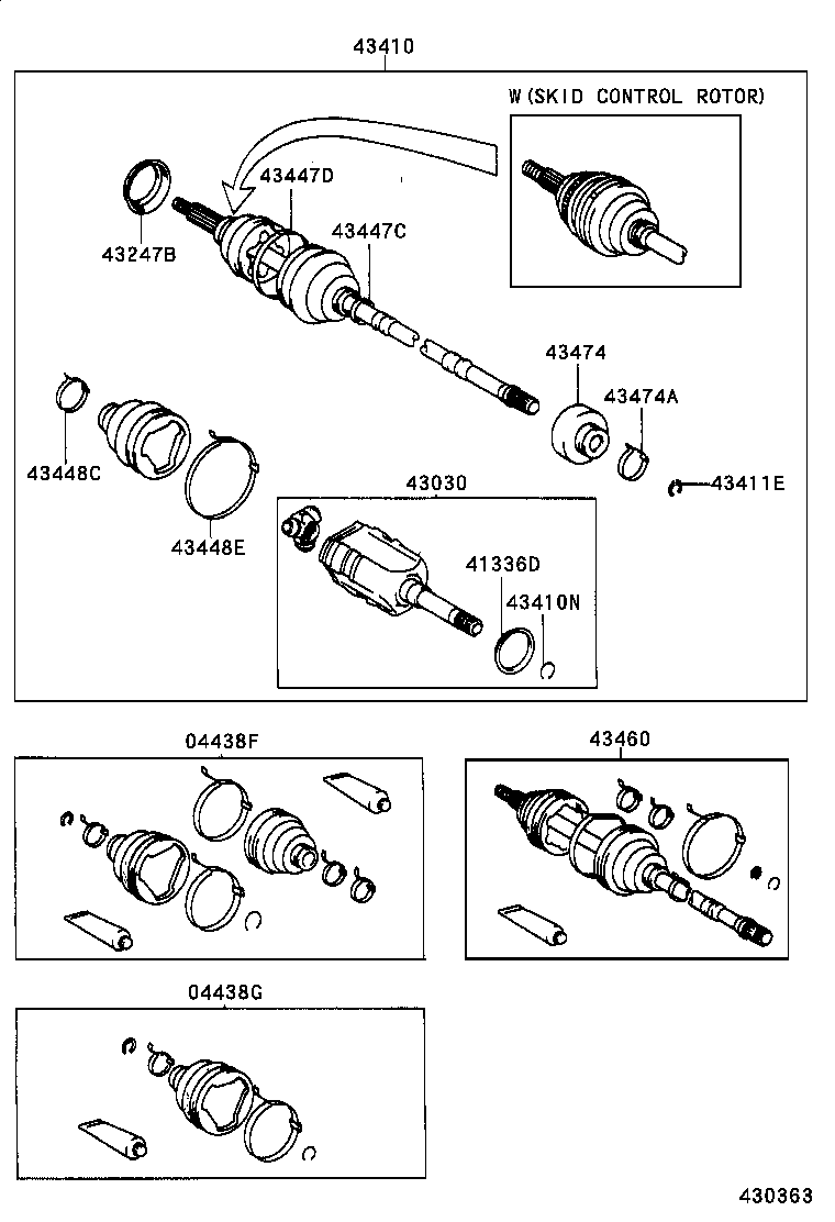 04438-20190 BOOT KIT, FRONT DRIVE SHAFT, IN & OUTBOARD, RH product image