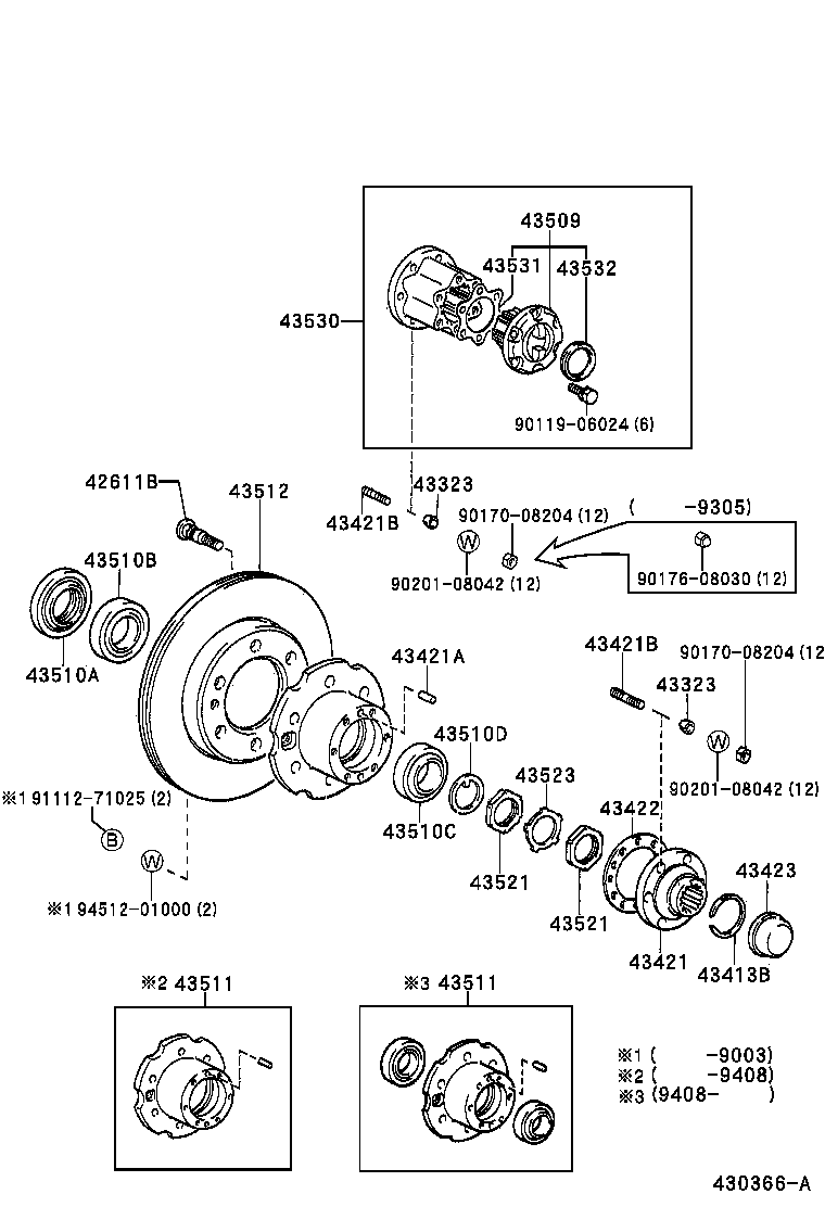 43502-60070 HUB, FRONT AXLE product image