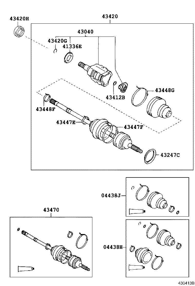 04438-42030 BOOT KIT, FRONT DRIVE SHAFT INBOARD JOINT, RH product image