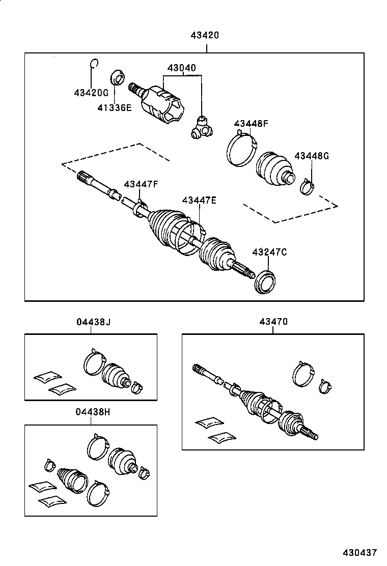 04438-06170 BOOT KIT, FRONT DRIVE SHAFT, IN & OUTBOARD, RH product image