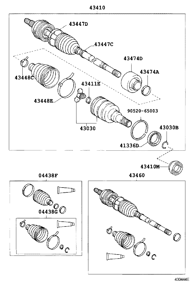 04427-52040 BOOT KIT, FRONT DRIVE SHAFT, IN & OUTBOARD, RH product image