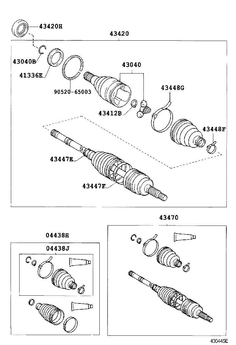 04427-52040 BOOT KIT, FRONT DRIVE SHAFT, IN & OUTBOARD, RH product image