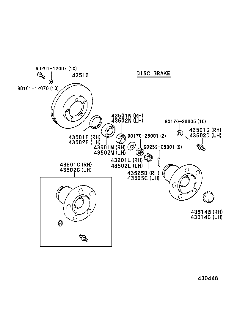 43510-37030 HUB AND BRAKE DRUM ASSY, FRONT AXLE, RH product image