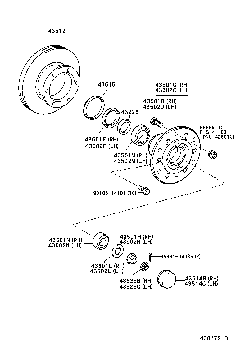 90033-64017 BEARING (FOR FRONT AXLE HUB RH) product image