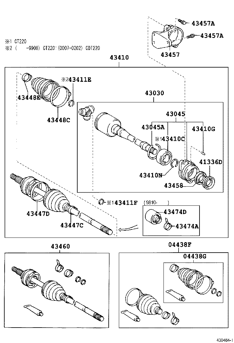 04438-05230 BOOT KIT, FRONT DRIVE SHAFT, IN & OUTBOARD, RH product image
