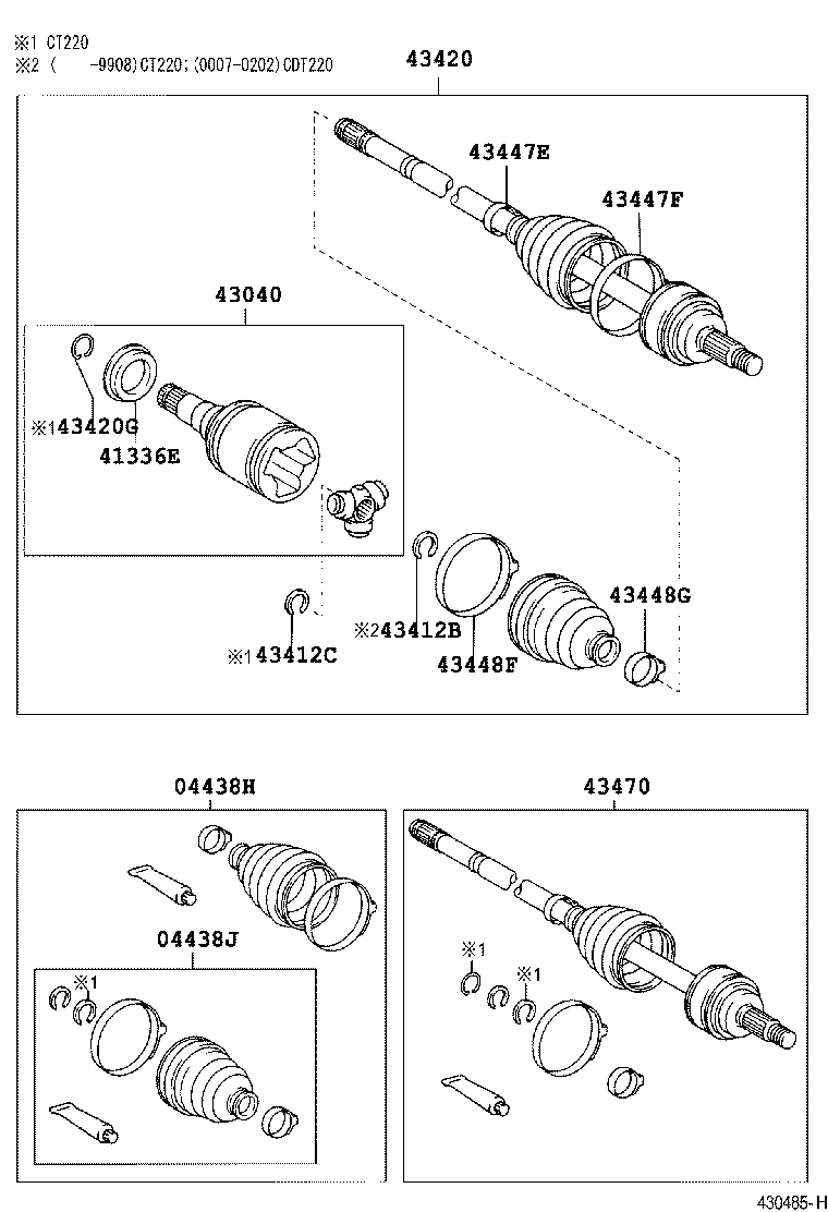 04438-05230 BOOT KIT, FRONT DRIVE SHAFT, IN & OUTBOARD, RH product image
