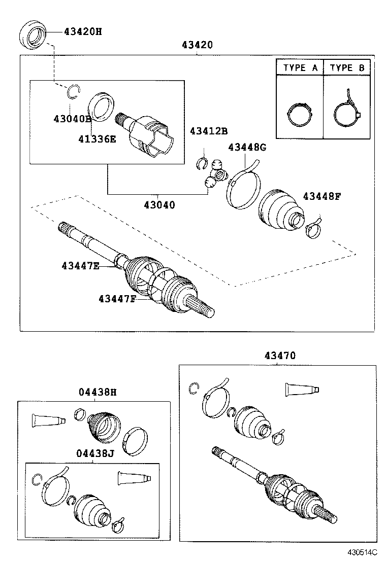 04427-52040 BOOT KIT, FRONT DRIVE SHAFT, IN & OUTBOARD, RH product image