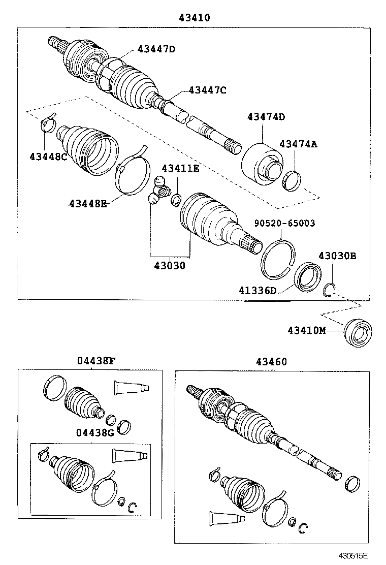 04427-52210 BOOT KIT, FRONT DRIVE SHAFT, IN & OUTBOARD, LH product image