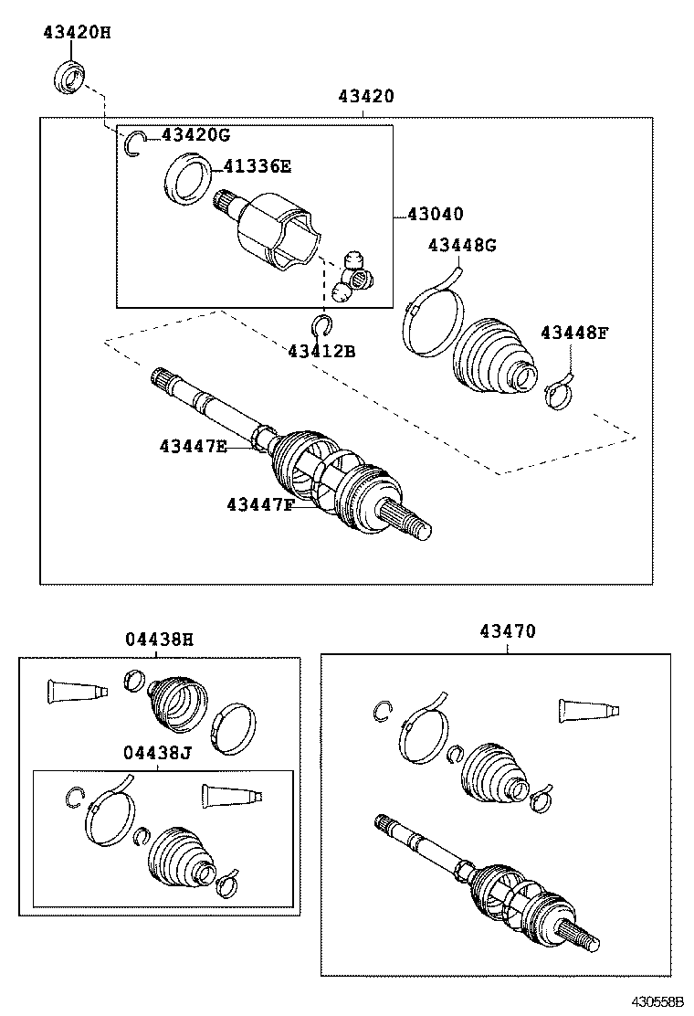 04438-52063 BOOT KIT, FRONT DRIVE SHAFT, IN & OUTBOARD, RH product image