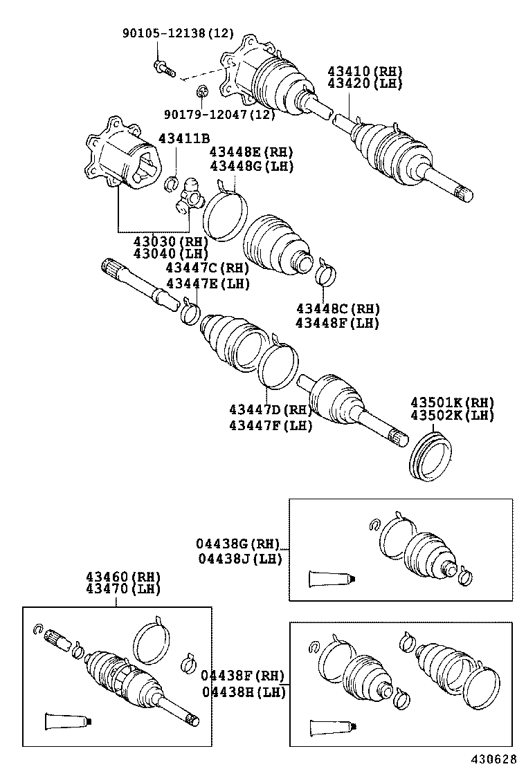 04438-26010 BOOT KIT, FRONT DRIVE SHAFT INBOARD JOINT, RH product image