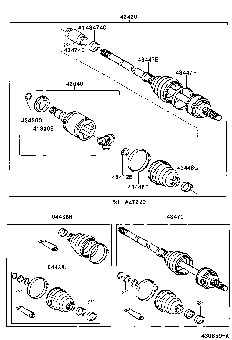 04438-05230 BOOT KIT, FRONT DRIVE SHAFT, IN & OUTBOARD, RH product image