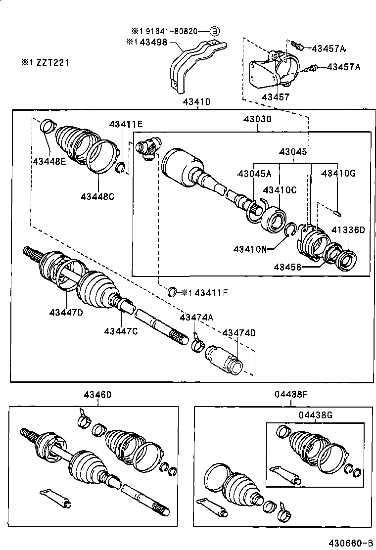 04438-05230 BOOT KIT, FRONT DRIVE SHAFT, IN & OUTBOARD, RH product image