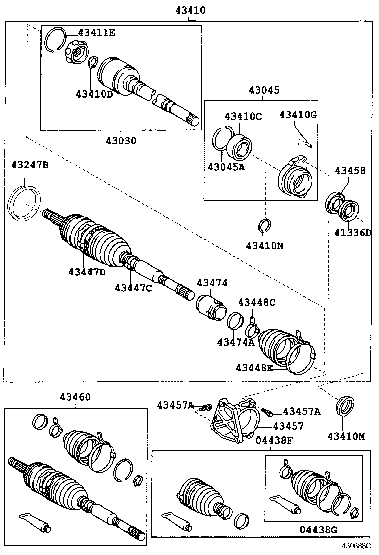 04438-05050 BOOT KIT, FRONT DRIVE SHAFT INBOARD JOINT, RH product image