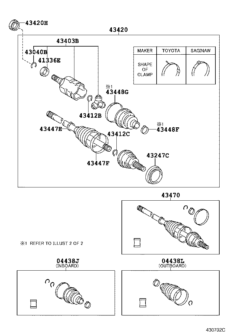 04438-12330 BOOT KIT, FRONT DRIVE SHAFT, IN & OUTBOARD, LH product image