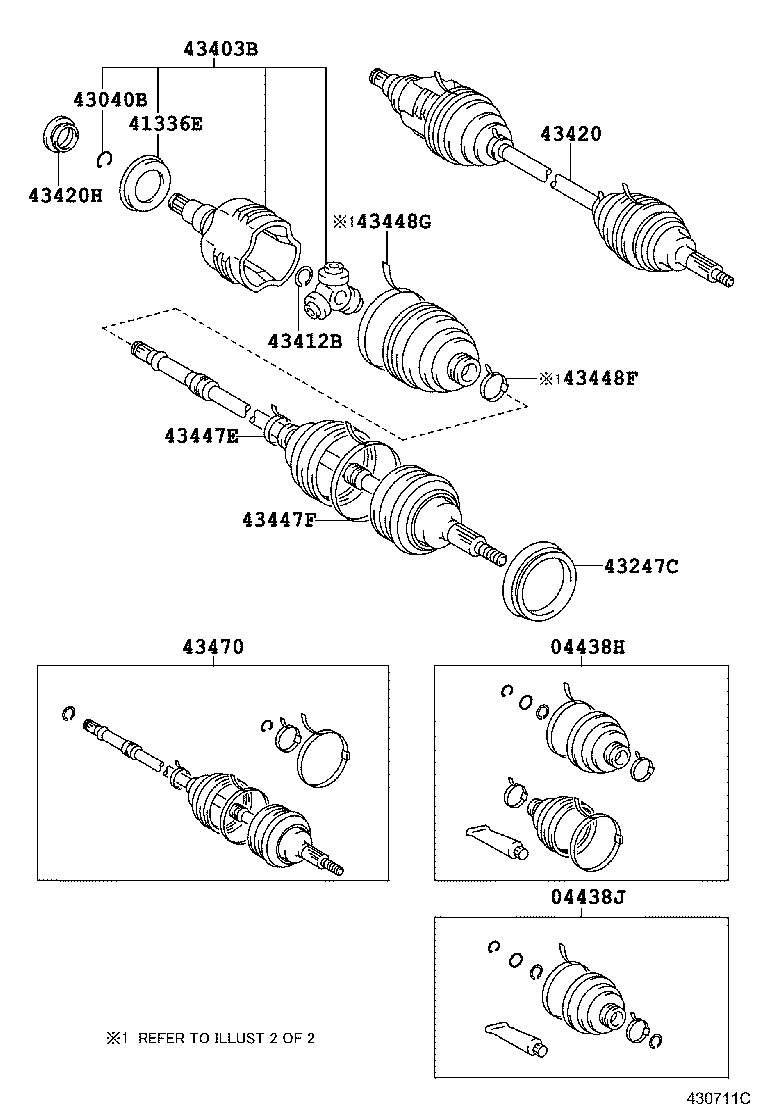 04438-12330 BOOT KIT, FRONT DRIVE SHAFT, IN & OUTBOARD, LH product image