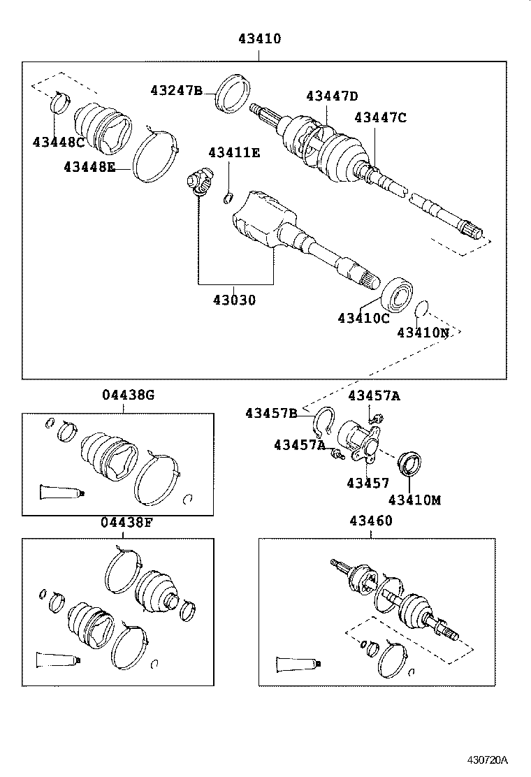 04428-30080 BOOT KIT, FRONT DRIVE SHAFT, IN & OUTBOARD, LH product image