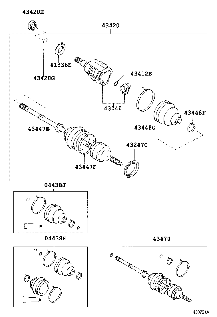 04428-30080 BOOT KIT, FRONT DRIVE SHAFT, IN & OUTBOARD, LH product image