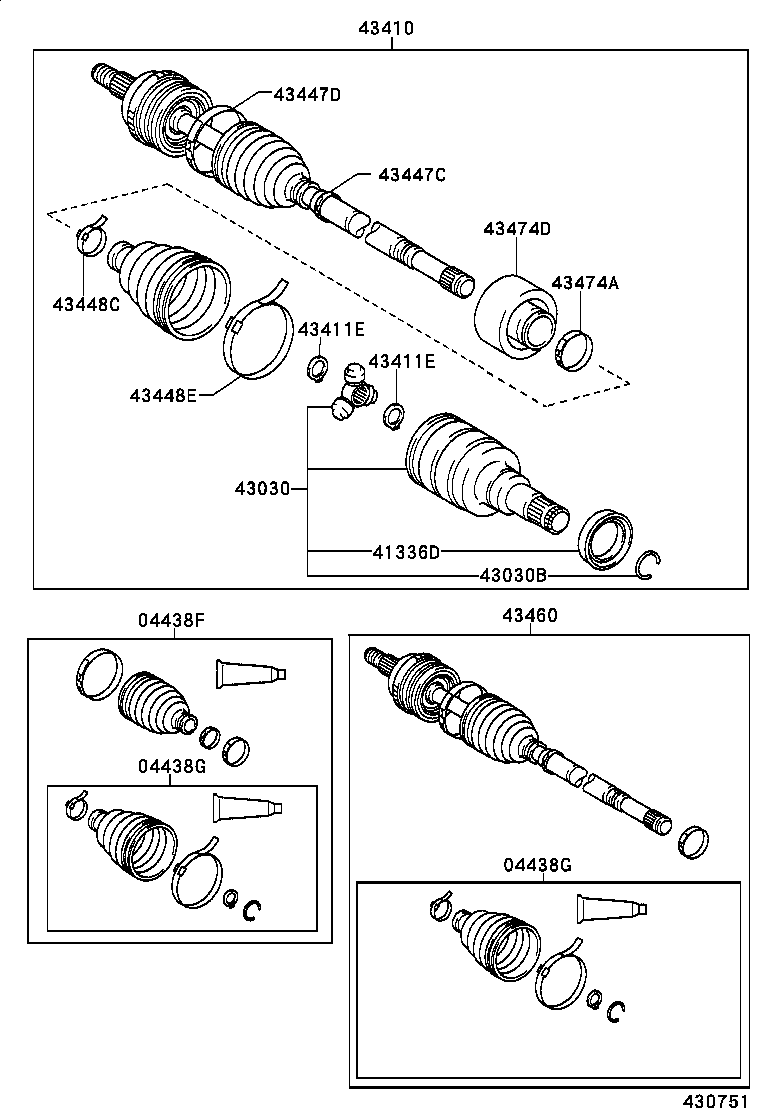 04438-0D010 BOOT KIT, FRONT DRIVE SHAFT INBOARD JOINT, RH product image