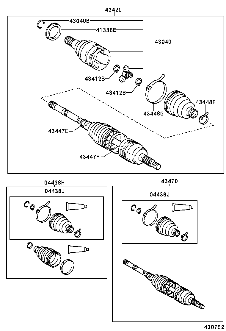 04438-0D010 BOOT KIT, FRONT DRIVE SHAFT INBOARD JOINT, RH product image