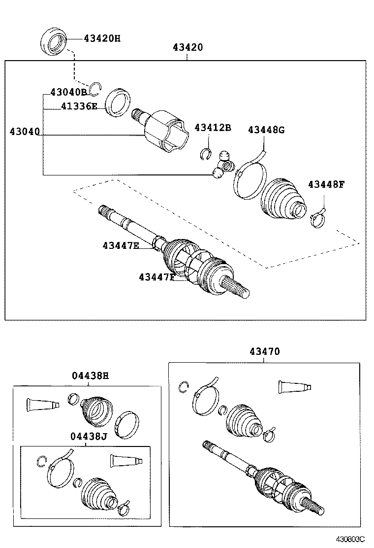 04427-52210 BOOT KIT, FRONT DRIVE SHAFT, IN & OUTBOARD, LH product image