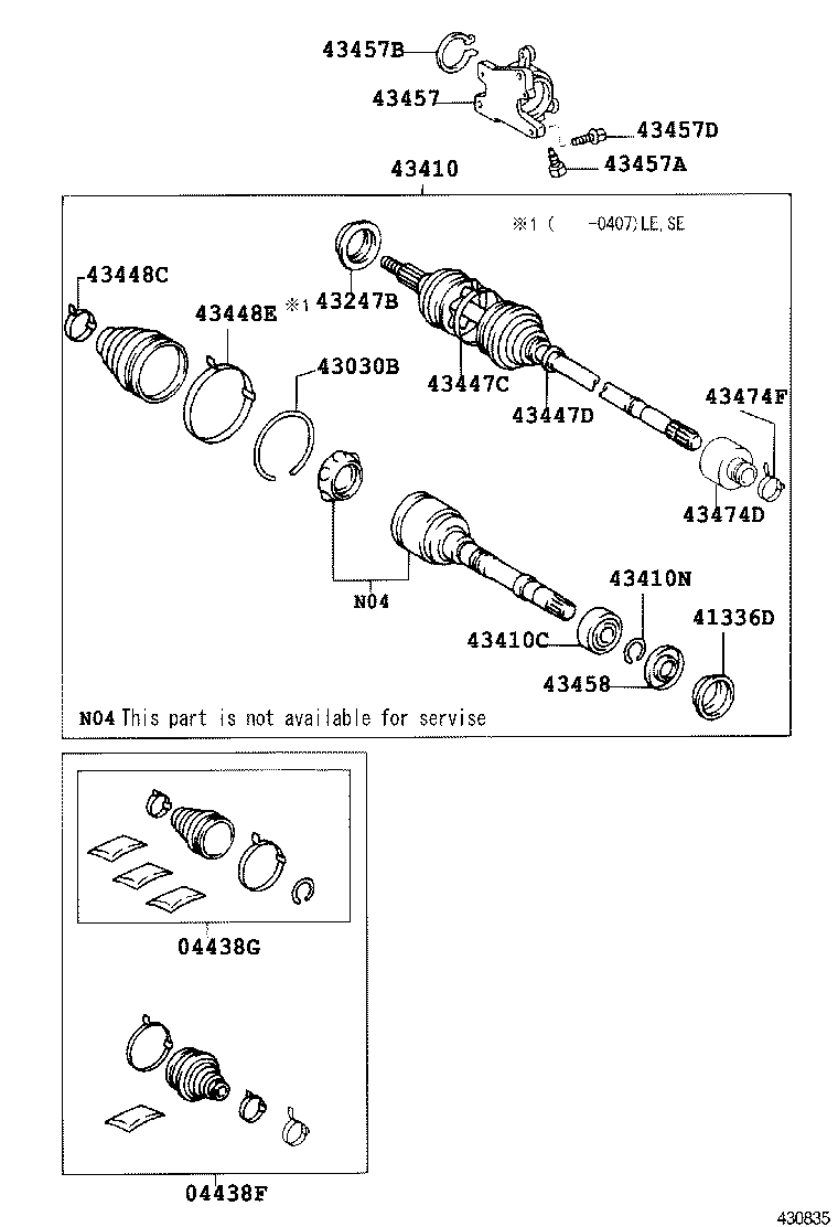 04438-06140 BOOT KIT, FRONT DRIVE SHAFT, IN & OUTBOARD, LH product image