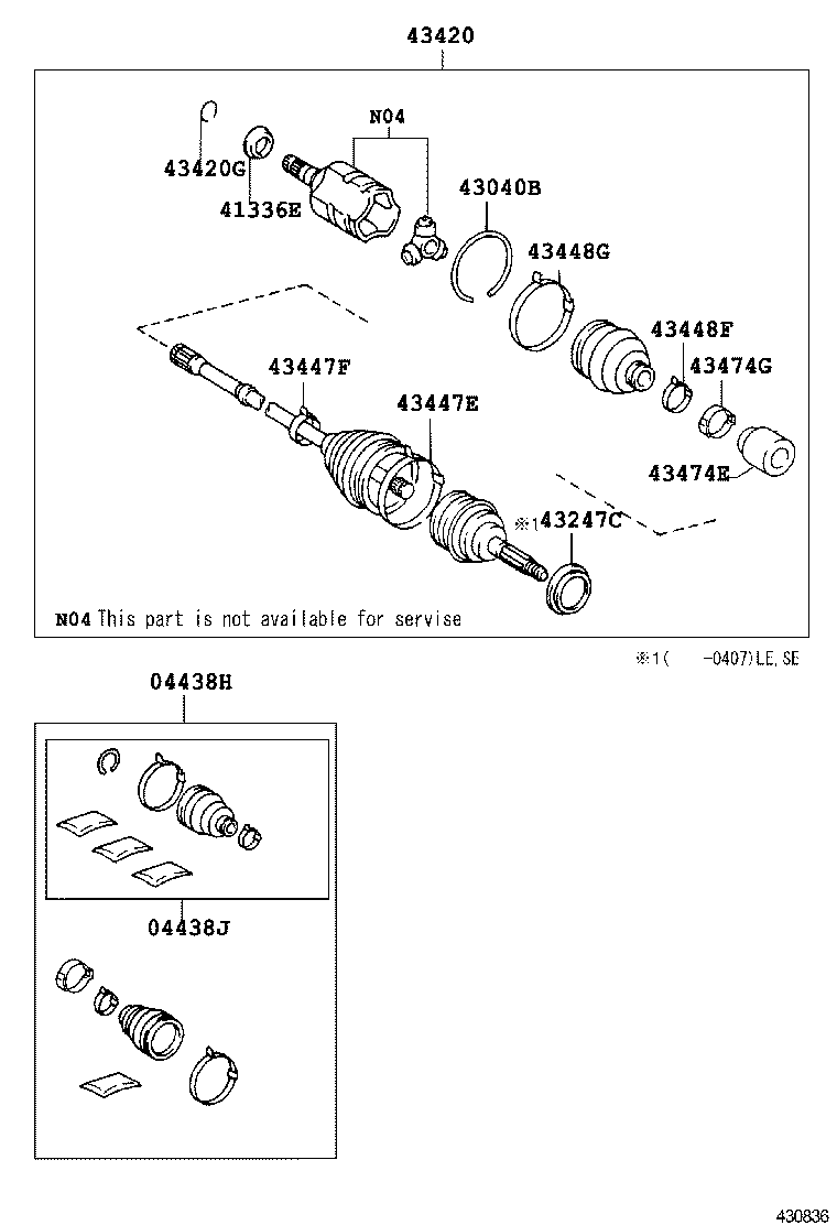 04438-06140 BOOT KIT, FRONT DRIVE SHAFT, IN & OUTBOARD, LH product image