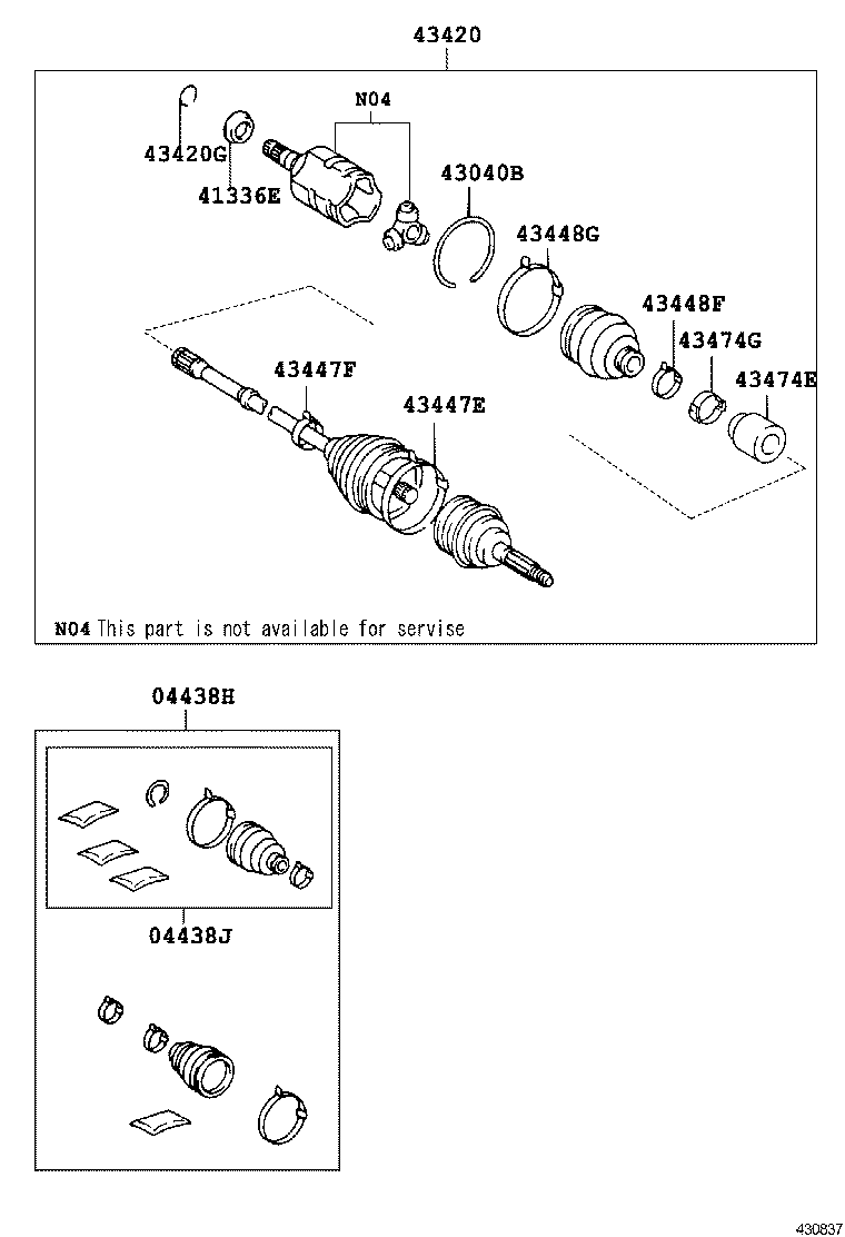 04438-06140 BOOT KIT, FRONT DRIVE SHAFT, IN & OUTBOARD, LH product image