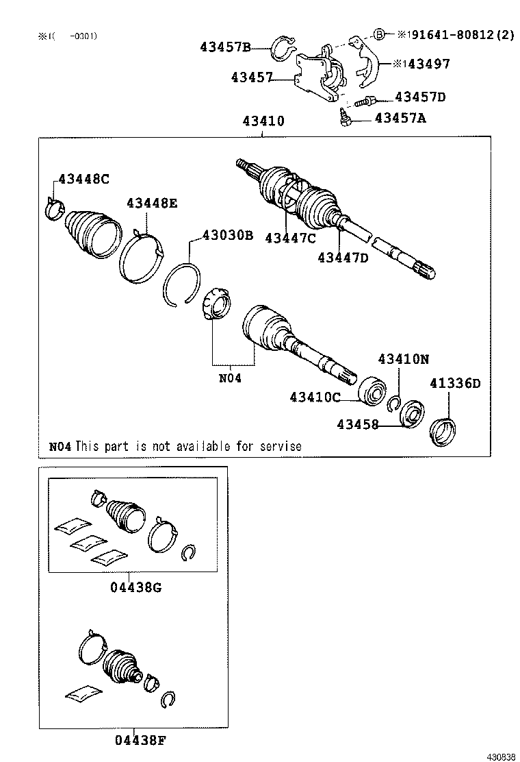04438-06140 BOOT KIT, FRONT DRIVE SHAFT, IN & OUTBOARD, LH product image