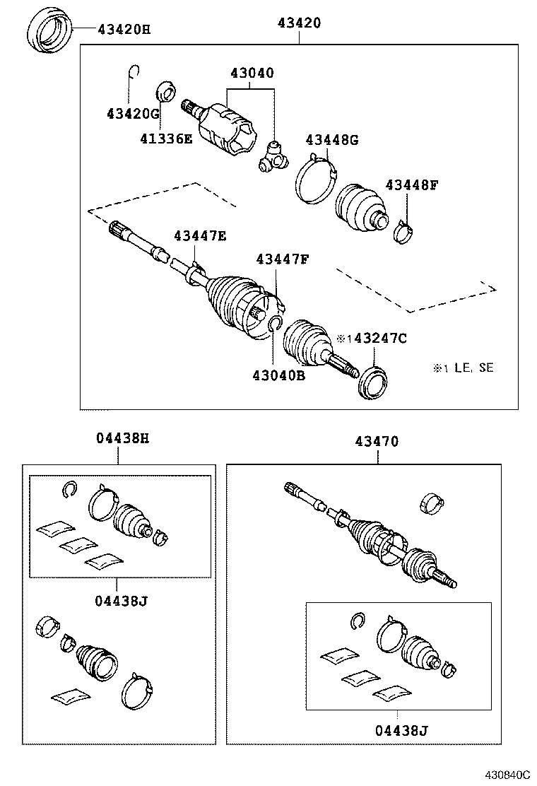 43030-0W010 JOINT ASSY, FRONT DRIVE INBOARD, RH product image