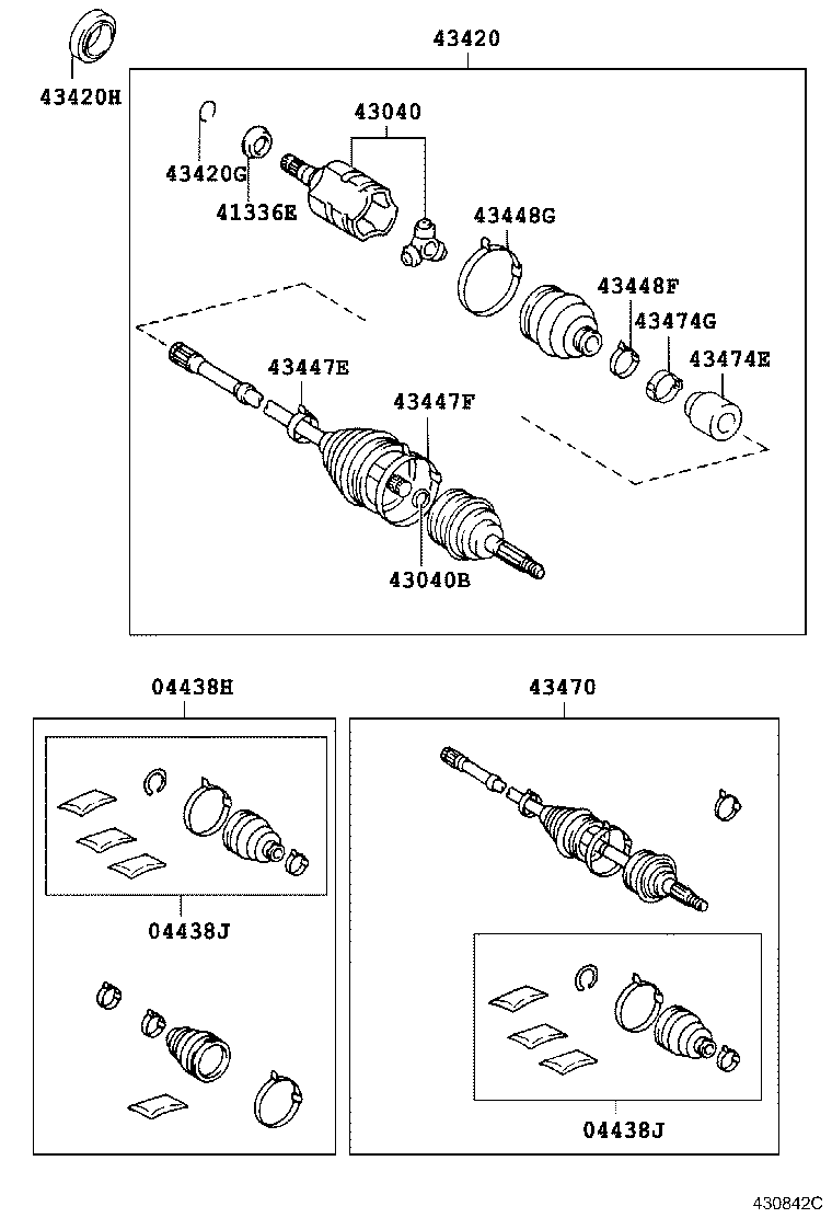 43030-0W010 JOINT ASSY, FRONT DRIVE INBOARD, RH product image