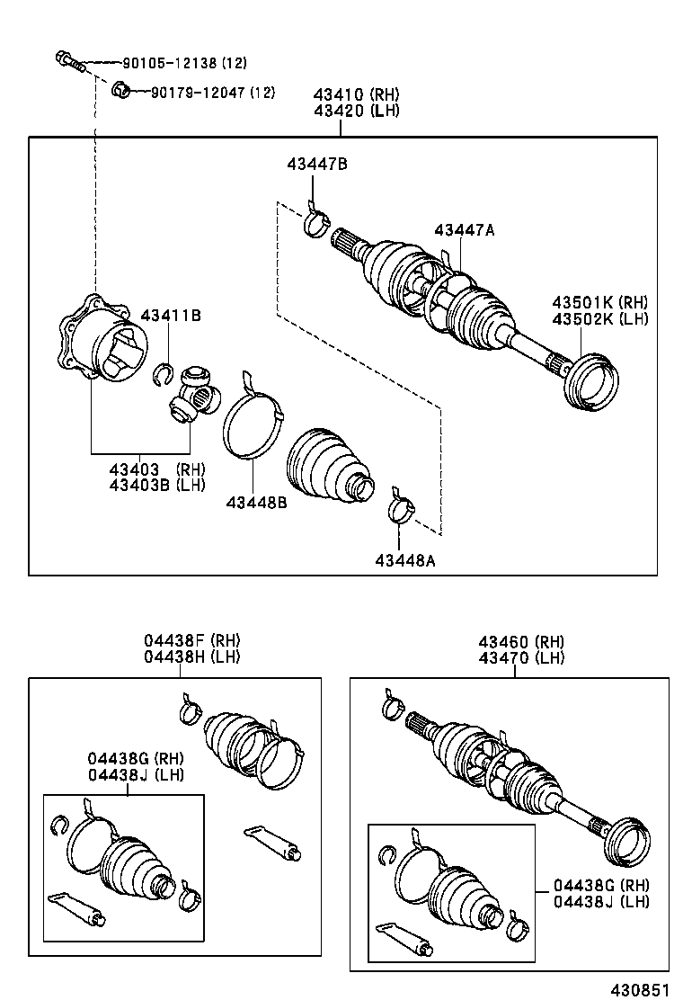 43430-25011 SHAFT ASSY, FRONT DRIVE, RH product image